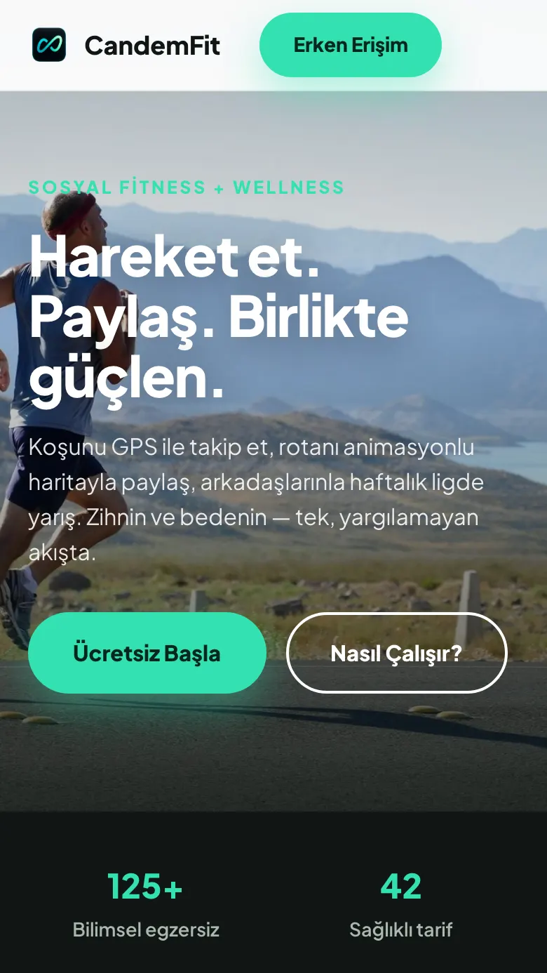 Sitio web de CandemFit en móvil