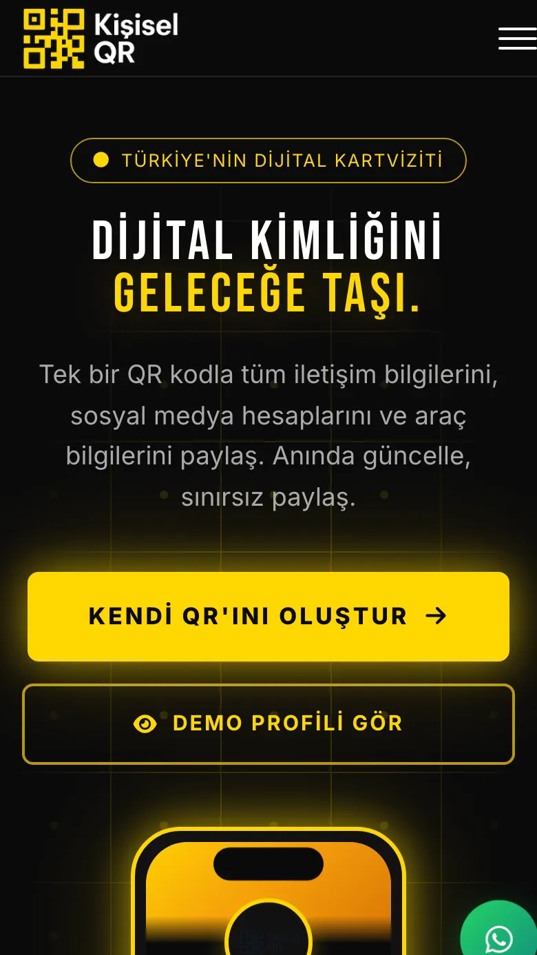 Kişisel QR website on mobile